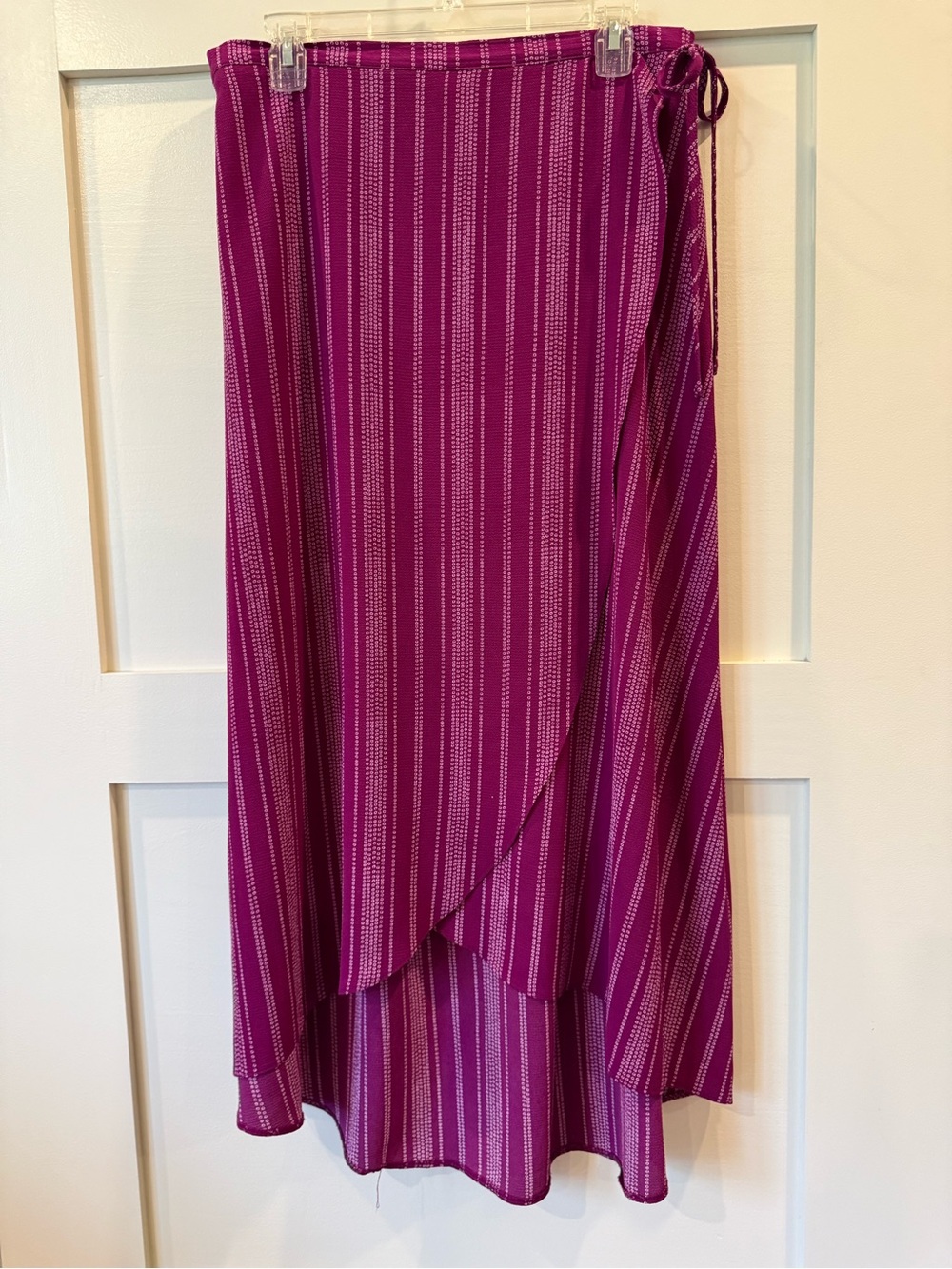 Maurices Magenta Striped High-Low faux Wrap Skirt